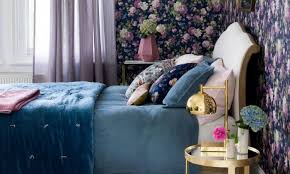 Lilac purple bedroom designed with a lilac damask bed flanked by lilac lacquered nightstand displaying ivory lamps against a beige wall with lilac sweet yellow and lilac shared girls' bedroom features matching twin beds dressed in white and purple border bedding accented with a purple. Lilac Floral Bedroom Ideas