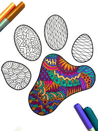 Paw Print Pdf Zentangle Coloring Page Etsy In 2020 Sharpie Drawings Zentangle Patterns Mandala Design Art
