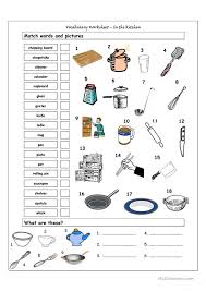 Vocabulary Matching Worksheet In The Kitchen Life Skills Classroom Life Skills Lessons Life Skills Activities