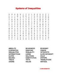 Systems Of Inequalities Word Search Math Words Math Word Search Vector Words