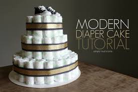 Custom baby shower cake, made with hands and comes with each tier themed up differently! Modern Diaper Cake Tutorial Simply Real Moms