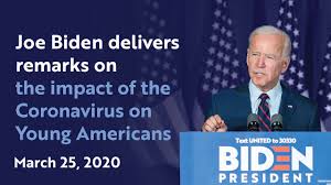 Call us vain, shallow, stupid or accuse us of tooootally missing the point…. Joe Biden Delivers Remarks On The Impact Of The Coronavirus On Young Americans Tune In Youtube
