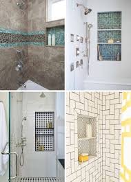 Design ideas for a large contemporary master bathroom in brisbane with open cabinets, white cabinets, a freestanding tub, an alcove shower, gray tile, porcelain tile, white walls, a vessel sink, beige floor, a hinged shower door and white benchtops. Rethinking The Shower Niche Why I Think The Ledge Is Next