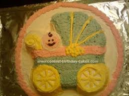 Cool Homemade Baby Shower Cake With Wilton Baby Carriage Cake Pan
