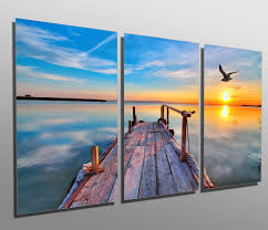 Metal Prints Beautiful Lake Docks During Sunset 3 Panel Etsy Modern Metal Wall Art Metal Wall Art Aluminum Prints