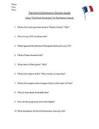 Questions To Go With The History Channel Video Quot The French Revolution Quot Includes 18 Questions And The Ans French Revolution Teacher Guides Revolution