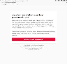 Scam Domain Service Notice Email Scammers