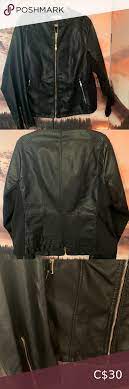 Suzy Shier Faux Leather Moto Jacket Size 1x Faux Leather Moto Jacket Vintage Suede Jacket Leather Jacket Black
