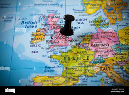 London On Map Of Europe Small Pin Pointing On London (Uk) In A Map Of Europe Stock Photo - Alamy