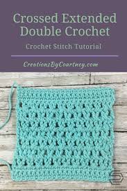 The extended crochet stitches is make similarly to the stitches with or without a yarn over, but inside the stitch need to make one chain stitch. Crossed Extended Double Crochet Crochet Stitch Tutorial Creations By Courtney