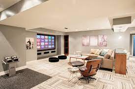 Most carpet installation experts are pros with carpet tile installations. Funky Fresh Basement Contemporary Basement Toronto By Madison Taylor Houzz
