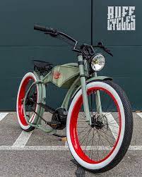 The Ruffian Cement Grey Custom Cruiser E Bike By Ruff Cycles Via Onreact Ebike Custom Bicycle Ruffian