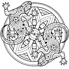 Lizards Mandala Coloring Therapy Pages Abstract Coloring Pages Mandala Coloring Animal Coloring Pages