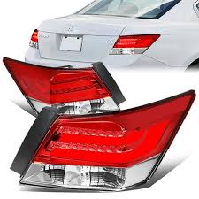 08 12 Honda Accord Led Tube Rear Brake Tail Lights Red Clear Lens Honda Accord Tail Light Led Tubes