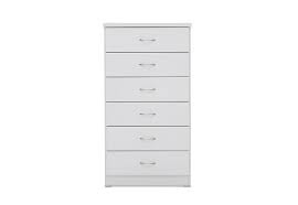 Opt for narrow and tall chest of drawers where you're limited on floor space, and wide chest of drawers for when you have a large bedroom and want to make a statement with your furniture. White Spacesaver 6 Drawer Narrow Tall Chest Amart Furniture