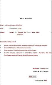 Surat penyataan pakta integritas pakta integritas adalah kesepakatan tertulis yang dibuat oleh kedua belah pihak, kontraktor atau konsultan dan penggunaan mengenai ketransparan dan pemberantasan korupsi dalam pengandaan barang dan jasa. Download Download Contoh Pakta Integritas Tunjangan Profesi Guru Pai