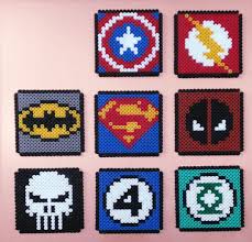 Dessous De Verre Carre Perles Hama Logo Marvel Dc Perles Hama Dessous De Verre Bijoux Perles Hama