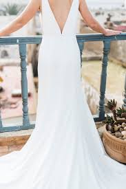 Revelry Is Making Wedding Dress Shopping Online Easy And Fun With Try On Parties Ordering Sample D Sleek Wedding Dress Plain Wedding Dress Elegant Bridal Gown