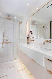 Original 1962 white & gold fleck ceramic bathroom wall tile & accessories! Artistic Tile This Elegant White And Rose Gold Bathroom Facebook