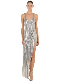 Fannie Schiavoni Stainless Steel Mesh Long Dress In Silver Modesens