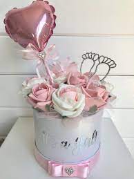 Rose Filled Hat Box Its A Girl New Baby Flower Box Gift Flower Gift Ideas Flower Gift