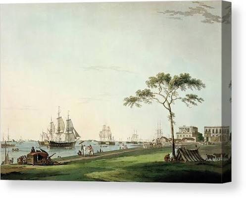 View Taken On The Esplanade, Calcutta Canvas Print by Thomas Daniell - Fine Art America