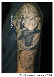 Bird And Rose Tattoo For Men Swallow Roses By Masami Pinky Inagaki Swallow Tattoo Bird Tattoo Sleeves Half Sleeve Tattoo
