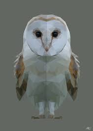 Barn Owl Digital Vector Portrait Of An Owl White Face Beak Feathers Wings Low Poly Vector Geometric Photo Geometric Animals Low Poly Art Geometric Art