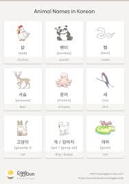 Animal Names In Korean Chat To Learn Korean With Eggbun Korean Language Korean Language Learning Korean Lessons