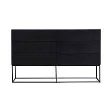 A modern dresser is the popular shorter term for a modern bedroom dresser and builds on the structure of the traditional dresser yet steps away from the overly ornate into more simple lines and beautiful blends of lacquered color, wood, stainless steel or other polished metal, molded plywood, and glass elements. Modern Designer Balmain 6 Drawer Dresser Black Ash Black Metal Le Contemporary Modern Living Room Furniture Modern Dresser Contemporary Living Room Furniture