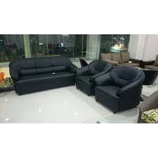 black leather sofa set at rs 15000 set