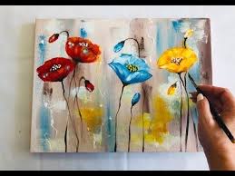 How To Draw Easy Flowers Painting Demonstration Acrylic Technique On Canvas By Julia Kotenk Easy Flower Painting Abstract Flower Painting Abstract Floral Art
