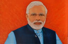 Recently completed hand embroidered portraits of Shri Narendra Modi , Prime  Minister of India and his mother , Smt . Heera Ben Modi .