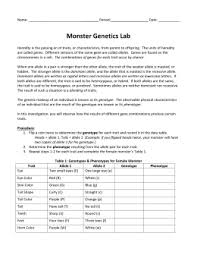 Monster Genetics Lab Genetics Teaching Science Life Science