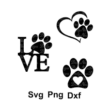 Herz silhouette, panels, schwarz, schwarz und weiß png. Pfote Herz Svg Bundle Pawprint Hund Pfote Katze Tatze Etsy
