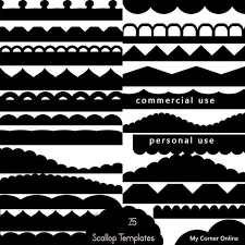Scallop Edge Templates Shapes Png Digital Scrapbooking Etsy Digital Scrapbooking Digital Scrapbook Paper Scrapbook