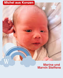 Lieber Michel, willkommen in der Eifel! 💗 Wir wünschen dir und deinen  Eltern, Marina und Marvin Steffens aus Konzen, von Herzen alles Gute! 🍀