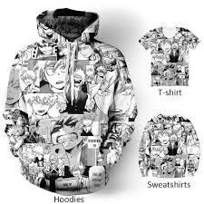 Combat Hero Anime T Shirt Funny Cool Hip Hop Streetwear Unisex Black White Pullovers Angry Bakugou Katsuki Collage Tops Hooides Wish In 2020 Hip Hop Streetwear Street Wear Black And White