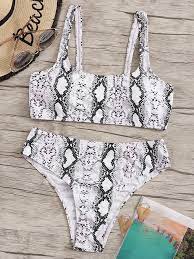 Snakeskin Top With High Waist Bikini Set Womens Swimsuits Bikini Bikini Swimsuits High Waisted Bikini