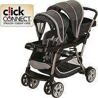 The Ready2grow Classic Connect Double Stroller In Glacier Accepts Two Graco Snugride Classic Connect In Graco Stroller Tandem Stroller Click Connect Stroller