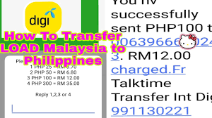 Dial *128*1*7# then select transfer international. How To Transfer Load Malaysia To Philippines 2020 Digi Prepaid Youtube