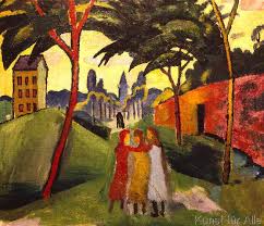 August Macke Landschaft Mit Drei Madchen August Macke Kunstdruck Landschaft