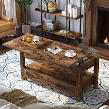 Not available for pickup and same day delivery. Buy Rolanstar Coffee Table Lift Top Coffee Table With Drawers And Hidden Compartment Retro Central Table With Wooden Lift Tabletop For Living Room Rustic Brown Online In Uae B08sbj45mn