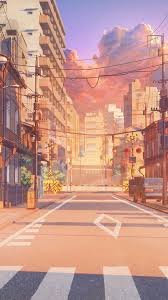 Anime Sunset Street Illustration Wallpaper Anime Scenery Wallpaper Scenery Wallpaper Landscape Wallpaper