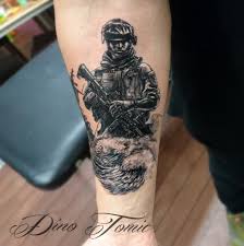 These tattoos are more commonly referred to as military tattoos. Soldier Tattoo By Atomiccircus On Deviantart