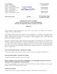 LANCASTER COUNTY COUNCIL County Council Chambers, County Administration  Building, 101 North Main Street, Lancaster, SC 29720 MIN