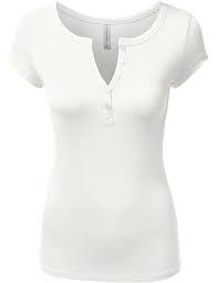 Jj Perfection Womens Short Sleeve Basic Henley Deep V Neck