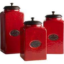 Urban market life on the farm 4 piece 1.7 quart durastone canister set in red. 13 Red Canisters Ideas Red Canisters Kitchen Canisters Red Kitchen