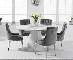 Great savings free delivery / collection on many items. Ravello 130cm Round White Marble Dining Table With Talia Velvet Chairs