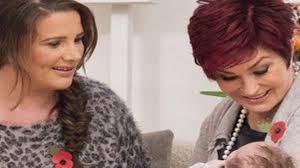 Sharon Osbourne meets Sam Bailey's newborn daughter for the first time